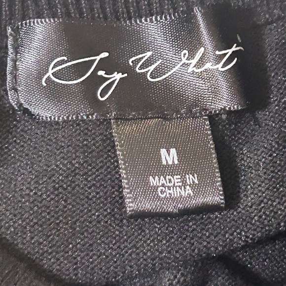 Say What? Bodycon Long Sleeve Sweater Dress Black - Picture 8 of 8